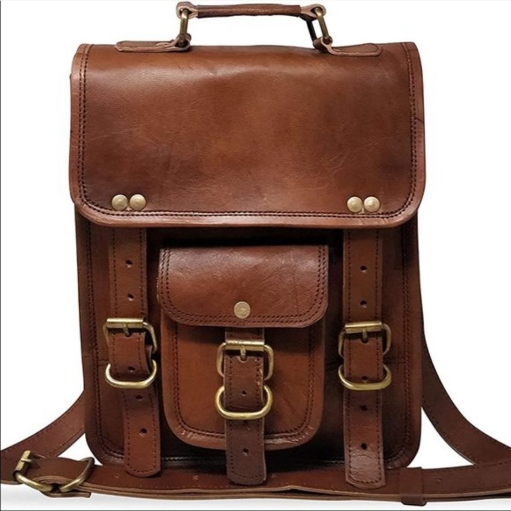 Men’s Small Leather Messenger Bag Brown *NEW*